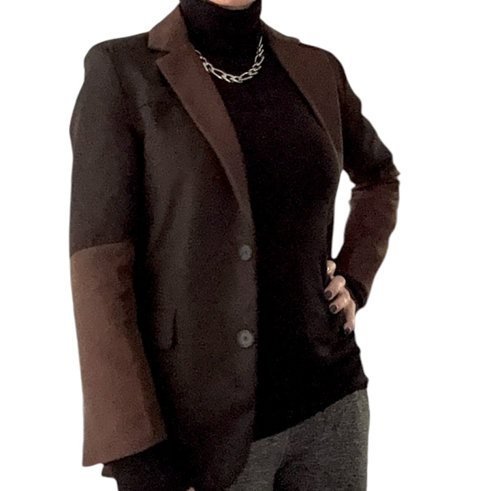 Black-and-Brown Classic Tailored Blazer